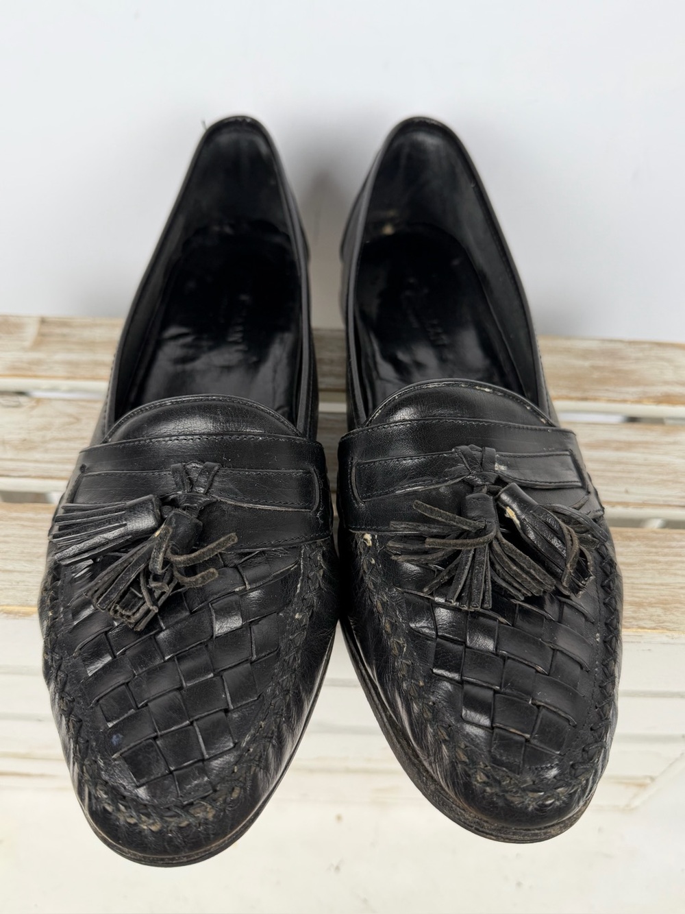 Cole Haan Woven black Leather Tassel Loafers men’s size 11 basket weave
